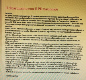 lettera AGOSTINI chiarimento con il PD NAZIONALE