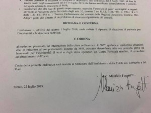 ordinanza orso fugatti